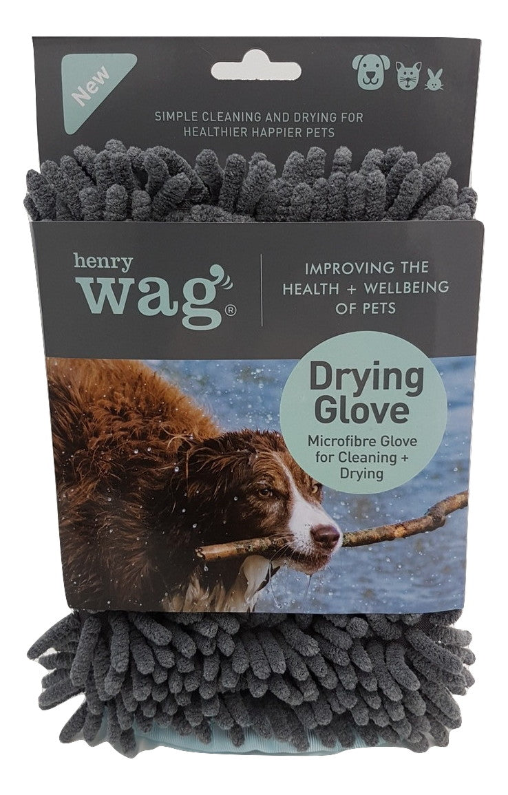 Henry Wag Highly Absorbent Microfiber Bath Noodle Glove Towel for Dog